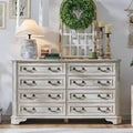 BALHAM TRADE-54 Wide Farmhouse 8 Drawers Wood Rustic Dresser with Natural Texture Vintage Design