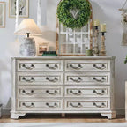 BALHAM TRADE-54 Wide Farmhouse 8 Drawers Wood Rustic Dresser with Natural Texture Vintage Design