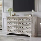 BALHAM TRADE-54 Commode de ferme large 8 tiroirs en bois rustique avec texture naturelle et design vintage