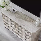 BALHAM TRADE-54 Commode de ferme large 8 tiroirs en bois rustique avec texture naturelle et design vintage