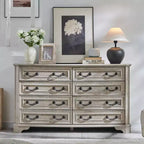 BALHAM TRADE-54 Commode de ferme large 8 tiroirs en bois rustique avec texture naturelle et design vintage