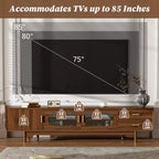 Meuble TV moderne GDFStudio Petty 78 avec portes en verre cannelé. 2 tiroirs et étagères