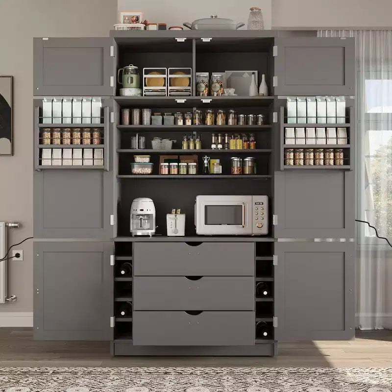 Whisen 80.1'' Meuble de rangement autoportant pour cuisine, buffets, grand placard de rangement