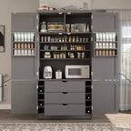 Whisen 80.1'' Meuble de rangement autoportant pour cuisine, buffets, grand placard de rangement