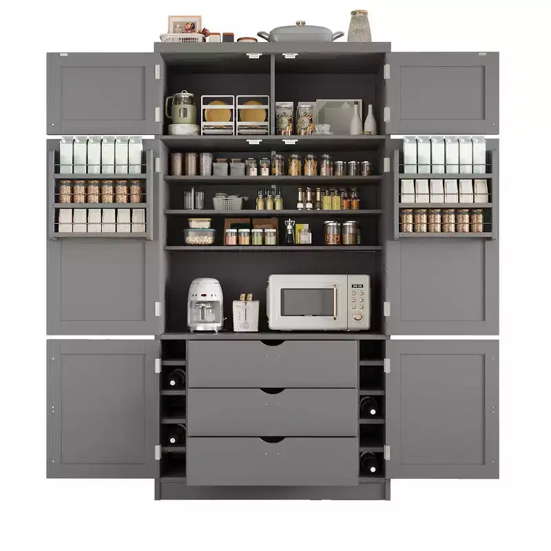 Whisen 80.1'' Meuble de rangement autoportant pour cuisine, buffets, grand placard de rangement