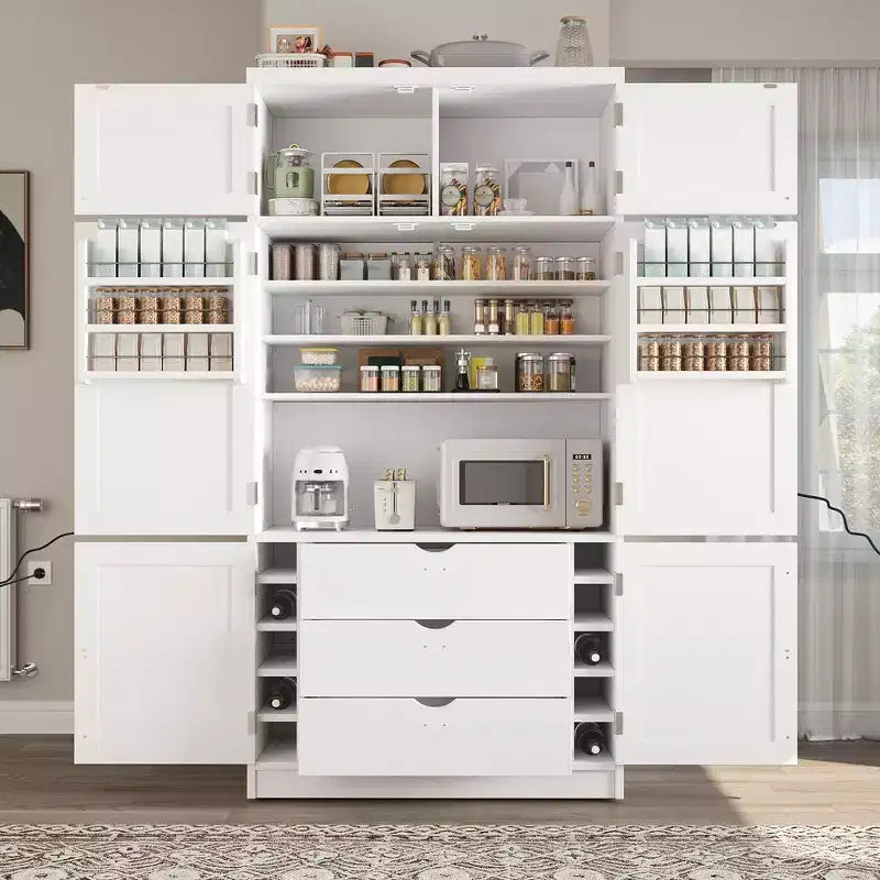 Whisen 80.1'' Meuble de rangement autoportant pour cuisine, buffets, grand placard de rangement
