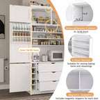 Whisen 80.1'' Meuble de rangement autoportant pour cuisine, buffets, grand placard de rangement
