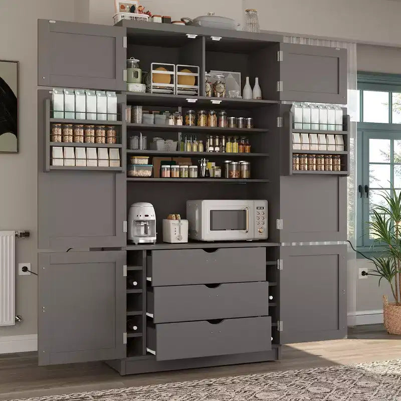 Whisen 80.1'' Meuble de rangement autoportant pour cuisine, buffets, grand placard de rangement