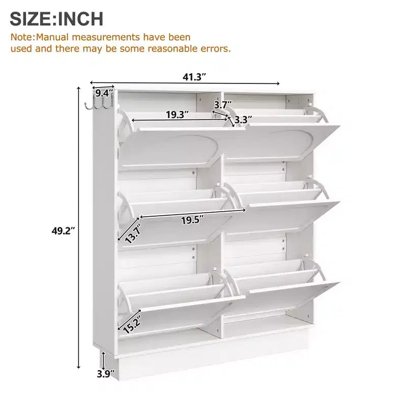 Meuble de rangement pour chaussures avec 6 tiroirs, Organisateur de chaussures autoportant, Meuble à chaussures d'entrée dissimulé