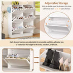Meuble de rangement pour chaussures avec 6 tiroirs, Organisateur de chaussures autoportant, Meuble à chaussures d'entrée dissimulé