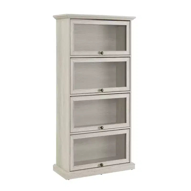 Bibliothèque d'avocat à 4 niveaux avec portes en verre rabattables, vitrine de 160 cm de hauteur pour objets de collection, figurines - Panipeachy