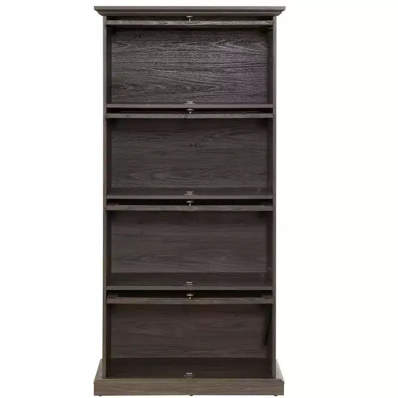 Bibliothèque d'avocat à 4 niveaux avec portes en verre rabattables, vitrine de 160 cm de hauteur pour objets de collection, figurines - Panipeachy