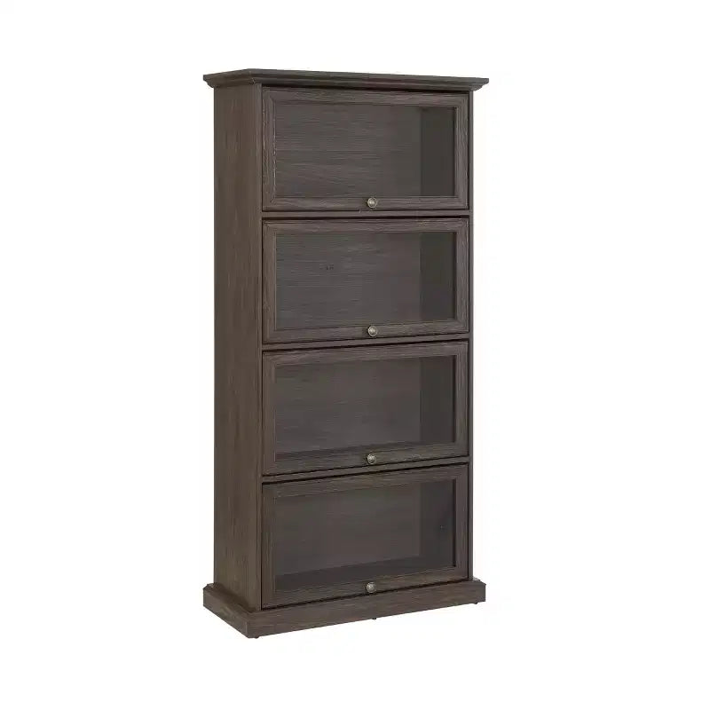 Bibliothèque d'avocat à 4 niveaux avec portes en verre rabattables, vitrine de 160 cm de hauteur pour objets de collection, figurines - Panipeachy