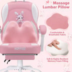 HOFFREE Chaise de jeu lapin pour enfants avec coussin de massage et repose-pieds, réglable et ergonomique, design kawaii mignon pour les 8-14 ans