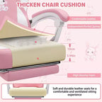 HOFFREE Chaise de jeu lapin pour enfants avec coussin de massage et repose-pieds, réglable et ergonomique, design kawaii mignon pour les 8-14 ans