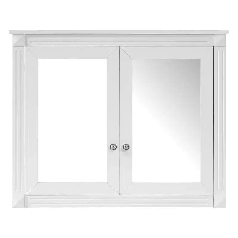Meuble de rangement mural de salle de bain GDFStudio Peng avec 2 miroirs et étagères réglables