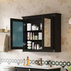 Meuble de rangement mural de salle de bain GDFStudio Peng avec 2 miroirs et étagères réglables