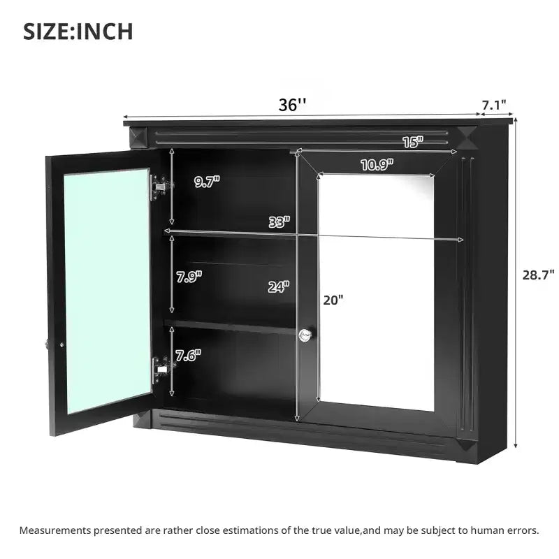 Meuble de rangement mural de salle de bain GDFStudio Peng avec 2 miroirs et étagères réglables