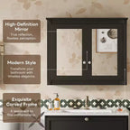 Meuble de rangement mural de salle de bain GDFStudio Peng avec 2 miroirs et étagères réglables