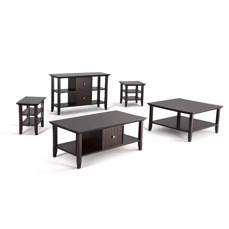 Table d'appoint étroite de style transitionnel en bois massif, largeur 14 pouces, modèle Normandy