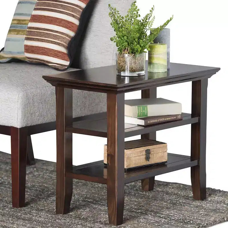 Table d'appoint étroite de style transitionnel en bois massif, largeur 14 pouces, modèle Normandy