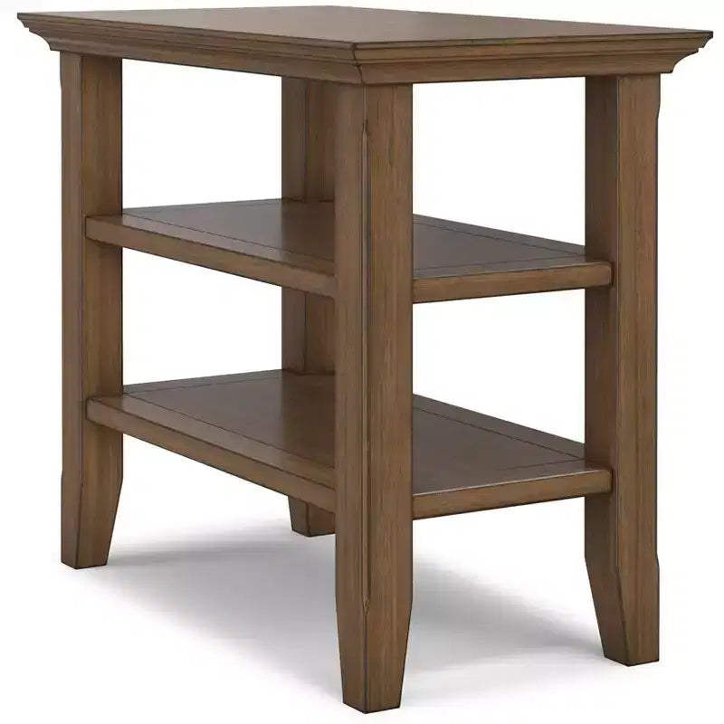 Table d'appoint étroite de style transitionnel en bois massif, largeur 14 pouces, modèle Normandy