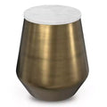 Nataly Modern Contemporary 16 inch Wide Metal Side Table in White /Antique Brass, Fully Assembled