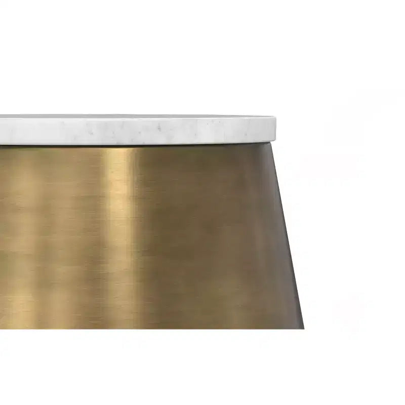Table d'appoint en métal Nataly moderne contemporaine de 40 cm de large, blanche/laiton antique, entièrement assemblée
