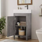 Meuble-lavabo 16 po avec lavabo et porte à fermeture amortie – Armoire de rangement compacte pour petite salle de bain ou salle d'eau