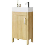 Meuble-lavabo 16 po avec lavabo et porte à fermeture amortie – Armoire de rangement compacte pour petite salle de bain ou salle d'eau