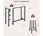 Ensemble de table à manger hauteur comptoir avec 3 étagères de rangement, 3 pièces, 120 cm (L) x 41 cm (l) x 102 cm (H), Cuisine, Salle à manger