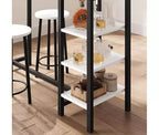 Ensemble de table à manger hauteur comptoir avec 3 étagères de rangement, 3 pièces, 120 cm (L) x 41 cm (l) x 102 cm (H), Cuisine, Salle à manger