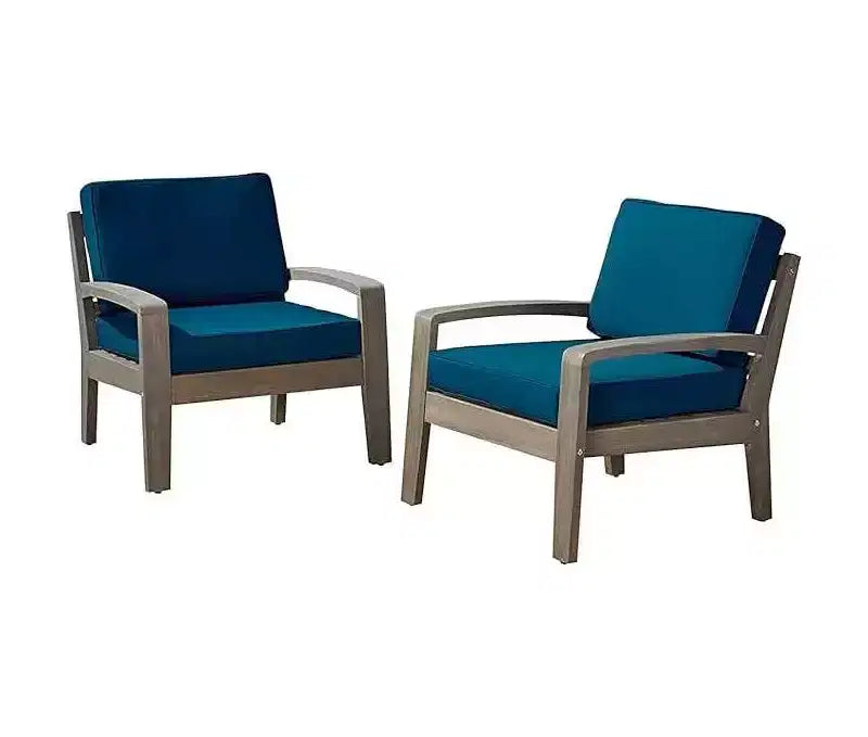 MAYEERTY Fauteuil de jardin 29" en bois d'acacia, cadre à lattes Grenada avec coussins résistants à l'eau ou Sunbrella pour patio et jardin