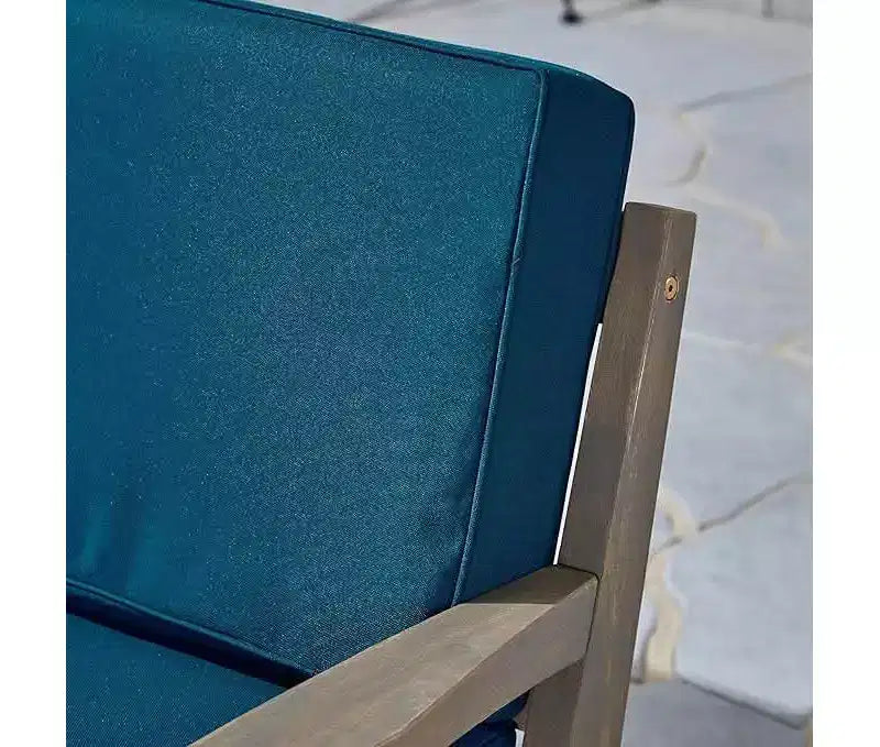 MAYEERTY Fauteuil de jardin 29" en bois d'acacia, cadre à lattes Grenada avec coussins résistants à l'eau ou Sunbrella pour patio et jardin