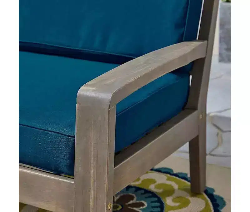 MAYEERTY Fauteuil de jardin 29" en bois d'acacia, cadre à lattes Grenada avec coussins résistants à l'eau ou Sunbrella pour patio et jardin