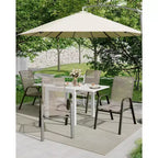 Lot de 4 chaises de salle à manger empilables d'extérieur, chaises de patio à dossier haut avec tissu Textilène, cadre en métal toutes saisons pour terrasse, pelouse, jardin, gris