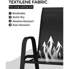 Lot de 4 chaises de salle à manger empilables d'extérieur, chaises de patio à dossier haut avec tissu Textilène, cadre en métal toutes saisons pour terrasse, pelouse, jardin, gris