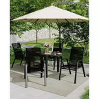 Set of 4 Outdoor Stackable Dining Chairs, High-Back Patio Chairs with Textilene Fabric, All-Weather Metal Frame for Deck, Lawn, Garden, Grey