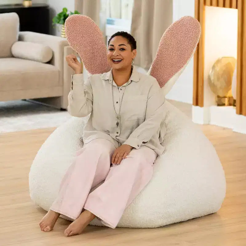 Raven-Symon Home HopSeat fauteuil poire ovale lapin avec oreilles