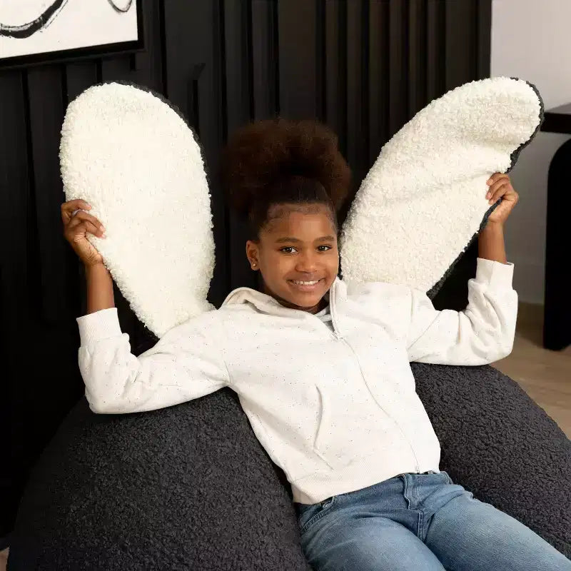 Raven-Symon Home HopSeat fauteuil poire ovale lapin avec oreilles