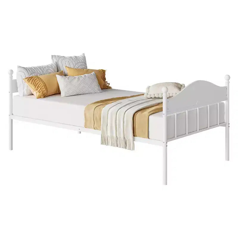 Twin Daybed, Metal Day Bed with Stylish Headboard, Under-Bed Storage Space, Heavy Duty Steel Slats Platform for Living Room, Bedroom and Guest Room
