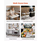 Table de préparation de cuisine en acier inoxydable 24 x 35 avec roulettes et étagère inférieure réglable
