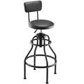 Adjustable Shop Stool with Backrest Pneumatic Height Garage Work Seat 300 lb Capacity