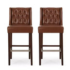 Lot de 2 tabourets de bar modernes de 76 cm avec dossier, tabourets de bar rembourrés avec repose-pieds en métal pour îlot de cuisine ou bar à domicile - Panipeachy