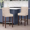 Set of 2 Modern 30-Inch Bar Stools with Back, Upholstered Bar Height Stools with Metal Footrest for Kitchen Island or Home Bar-Panipeachy