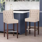 Set of 2 Modern 30-Inch Bar Stools with Back, Upholstered Bar Height Stools with Metal Footrest for Kitchen Island or Home Bar-Panipeachy