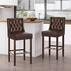 Lot de 2 tabourets de bar modernes de 76 cm avec dossier, tabourets de bar rembourrés avec repose-pieds en métal pour îlot de cuisine ou bar à domicile - Panipeachy