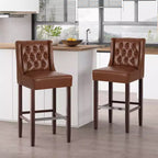 Lot de 2 tabourets de bar modernes de 76 cm avec dossier, tabourets de bar rembourrés avec repose-pieds en métal pour îlot de cuisine ou bar à domicile - Panipeachy