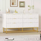 Commode à 6 tiroirs avec grand rangement, Organisateur de commode en bois avec pieds en métal, Commodes et chiffonniers pour Chambre, Salon, Couloir