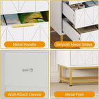 Commode à 6 tiroirs avec grand rangement, Organisateur de commode en bois avec pieds en métal, Commodes et chiffonniers pour Chambre, Salon, Couloir